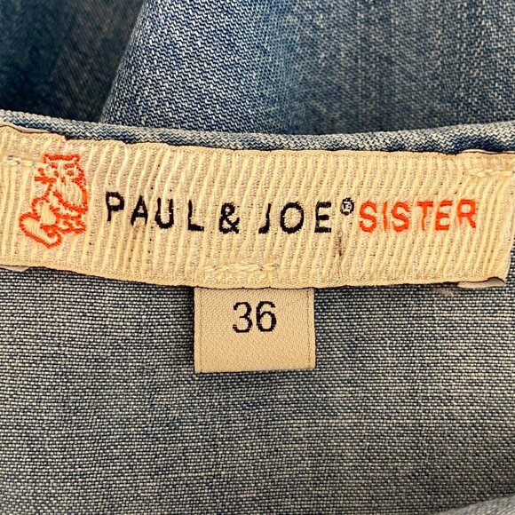 Paul & Joe Sister Batignole Denim Pintuck Mini Dress Blue Jean Pockets Cottage-6 - Picture 11 of 14